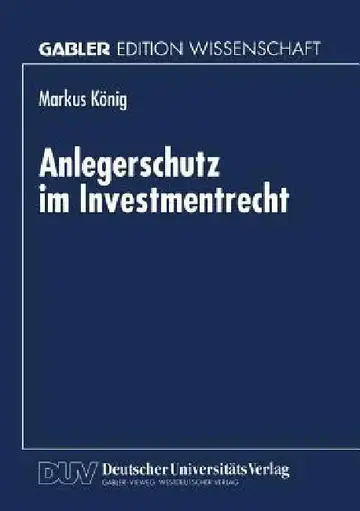 Cover of Anlegerschutz Im Investmentrecht