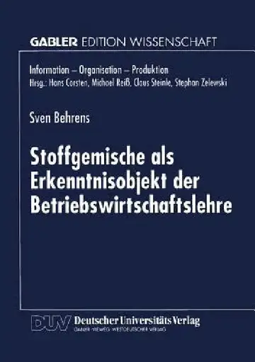 Cover of Stoffgemische ALS Erkenntnisobjekt Der Betriebswirtschaftslehre