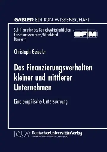 Cover of Das Finanzierungsverhalten Kleiner Und Mittlerer Unternehmen