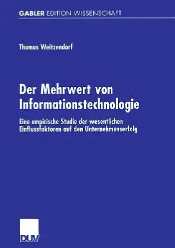 Cover of Der Mehrwert Von Informationstechnologie