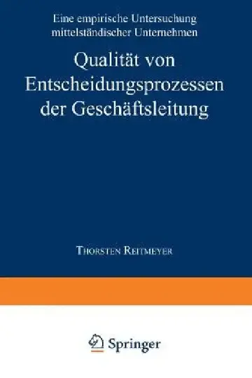Cover of Qualität Von Entscheidungsprozessen Der Geschäftsleitung