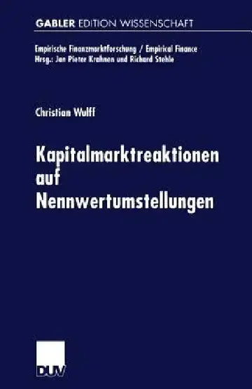 Cover of Kapitalmarktreaktionen Auf Nennwertumstellungen