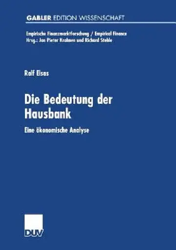 Cover of Die Bedeutung Der Hausbank