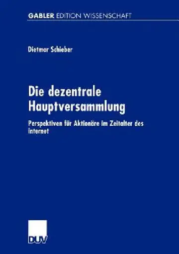 Cover of Die Dezentrale Hauptversammlung