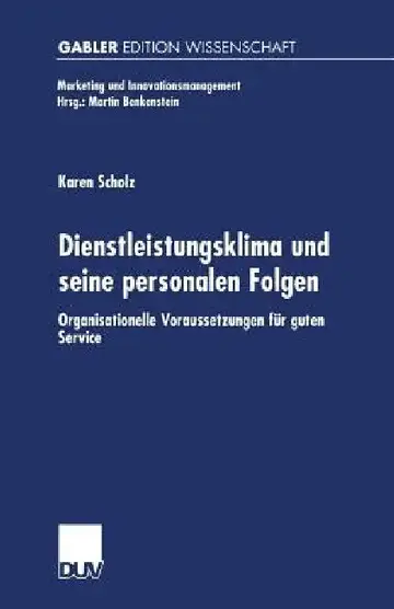 Cover of Dienstleistungsklima Und Seine Personalen Folgen