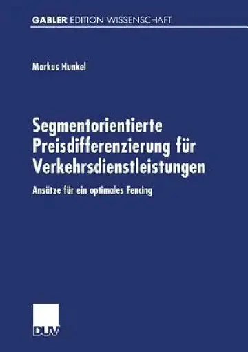 Cover of Segmentorientierte Preisdifferenzierung Für Verkehrsdienstleistungen