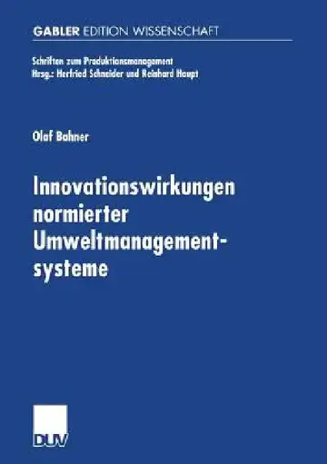 Cover of Innovationswirkungen Normierter Umweltmanagementsysteme