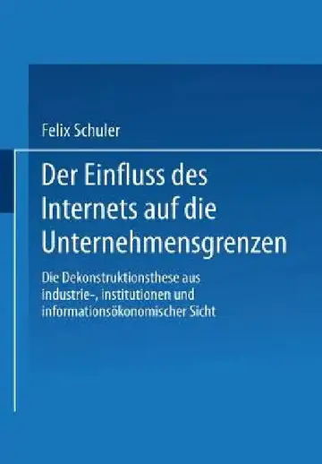 Cover of Der Einfluss Des Internets Auf Die Unternehmensgrenzen