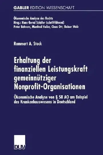 Cover of Erhaltung Der Finanziellen Leistungskraft Gemeinnütziger Nonprofit-Organisationen