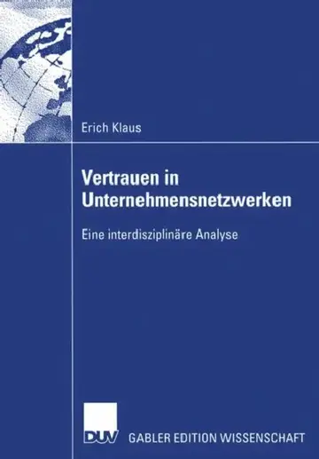Cover of Vertrauen in Unternehmensnetzwerken