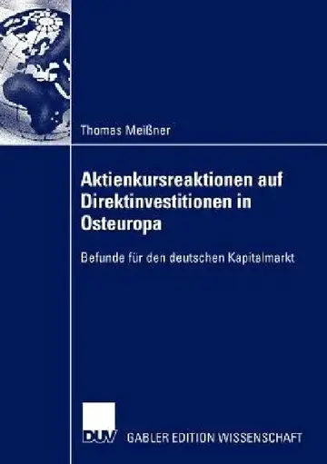 Cover of Aktienkursreaktionen Auf Direktinvestitionen in Osteuropa