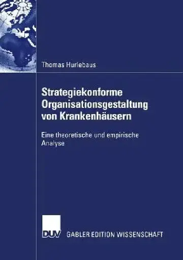 Cover of Strategiekonforme Organisationsgestaltung Von Krankenhäusern