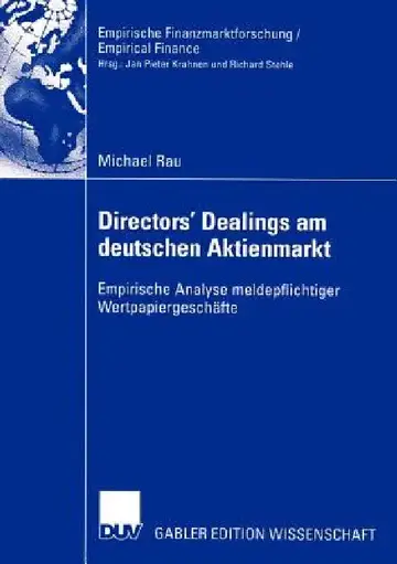Cover of Directors' Dealings Am Deutschen Aktienmarkt