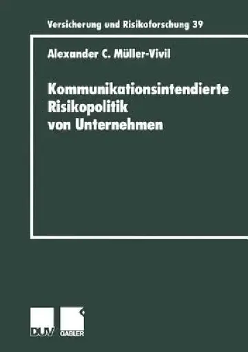 Cover of Kommunikationsintendierte Risikopolitik Von Unternehmen