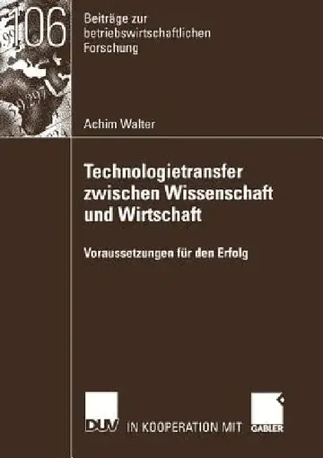 Cover of Technologietransfer Zwischen Wissenschaft Und Wirtschaft