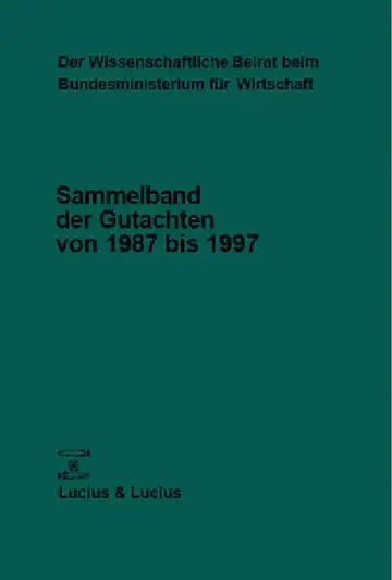 Cover of Der Wissenschaftliche Beirat beim Bundesministerium für Wirtschaft und Technologie