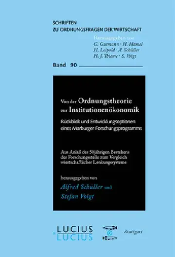 Cover of Von Der Ordnungstheorie Zur Institutionenökonomik