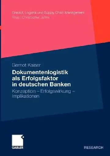 Cover of Dokumentenlogistik ALS Erfolgsfaktor in Deutschen Banken