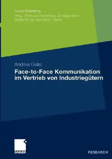 Cover of Face-To-Face Kommunikation Im Vertrieb Von Industriegütern