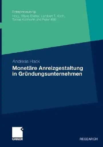 Cover of Monetäre Anreizgestaltung in Gründungsunternehmen