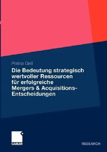 Cover of Die Bedeutung Strategisch Wertvoller Ressourcen Für Erfolgreiche Mergers & Acquisitions-Entscheidungen
