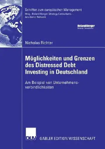 Cover of Möglichkeiten Und Grenzen Des Distressed Debt Investing in Deutschland