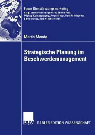 Cover of Strategische Planung Im Beschwerdemanagement