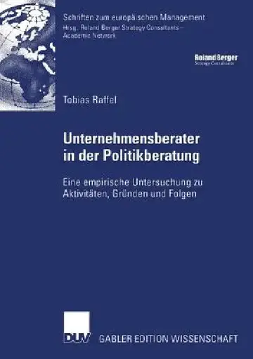 Cover of Unternehmensberater in Der Politikberatung