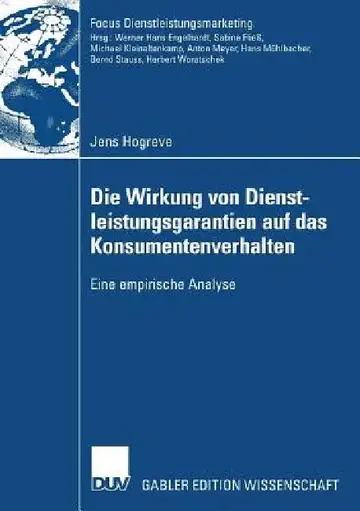 Cover of Die Wirkung Von Dienstleistungsgarantien Auf Das Konsumentenverhalten