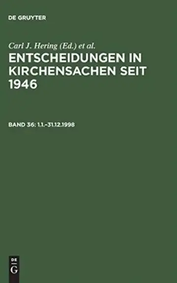 Cover of Entscheidungen in Kirchensachen Seit 1946, Band 36, 1.1.-31.12.1998