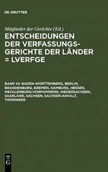 Cover of Baden-Wurttemberg, Berlin, Brandenburg, Bremen, Hamburg, Hessen, Mecklenburg-Vorpommern, Niedersachsen, Saarland, Sachsen, Sachsen-Anhalt, Thuringen =