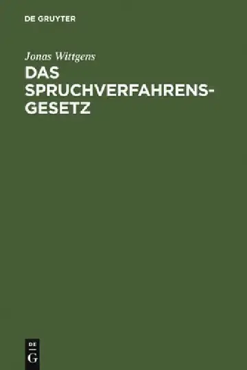 Cover of Das Spruchverfahrensgesetz
