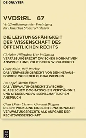 Cover of Die Leistungsfähigkeit der Wissenschaft des Öffentlichen Rechts = The Efficiency of the Science of Public Law