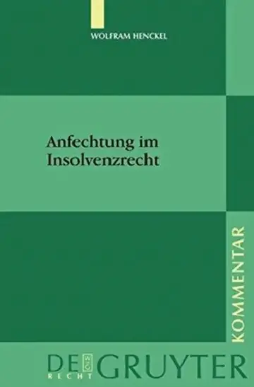 Cover of Anfechtung Im Insolvenzrecht