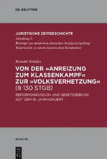 Cover of Von Der Anreizung Zum Klassenkampf Zur Volksverhetzung (§ 130 Stgb)
