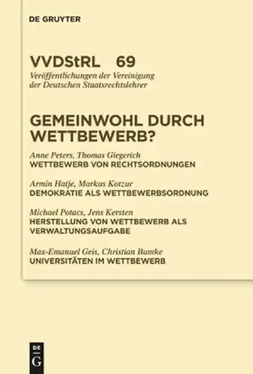 Cover of Gemeinwohl Durch Wettbewerb?