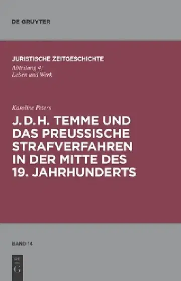 Cover of J. D. H. Temme Und Das Preußische Strafverfahren in Der Mitte Des 19. Jahrhunderts
