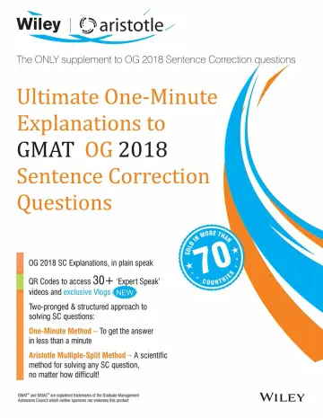 Cover of Wiley's Ultimate One-Minute Explanations to GMAT OG 2018 Sentence Correction Questions