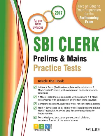 Cover of Wiley's State Bank of India (SBI) Clerk Prelims & Mains Practice Tests, 2ed