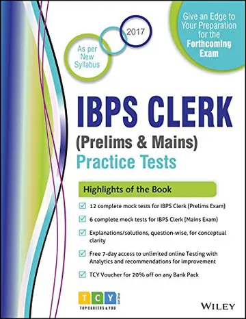 Cover of Wiley's IBPS Clerk (Prelims & Mains) Practice Tests, 2017