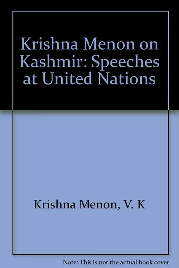 Cover of Krishna Menon on Kashmir