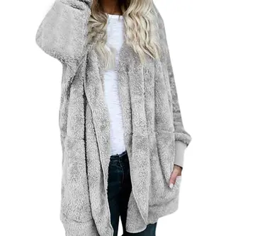 Cover of KLJR-Women Autumn Loose Warm Overcoats Casual Warm Faux Fur Coats, Grey, X-Large
