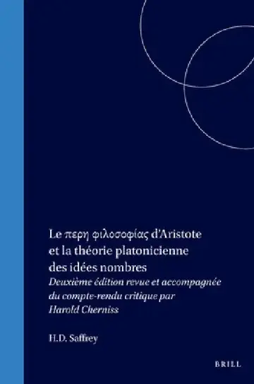 Cover of Le περη φιλοσοφίας d'Aristote et la théorie platonicienne des idées nombres