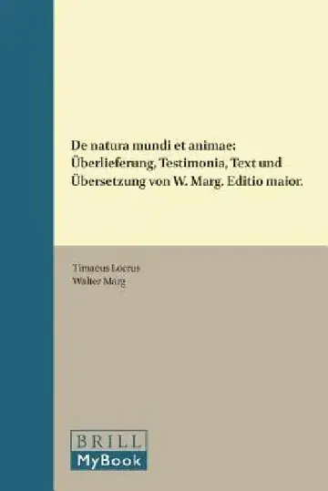 Cover of Timaeus Locrus, de Natura Mundi Et Animae