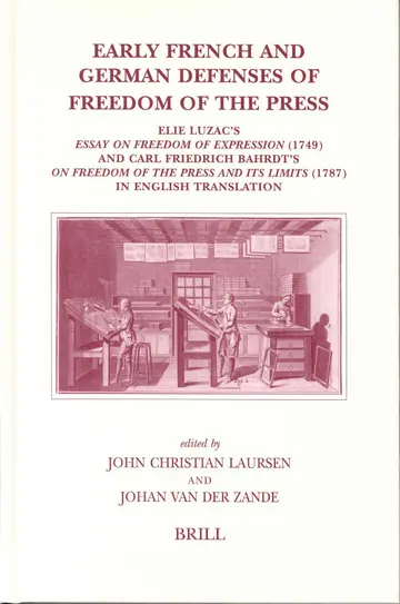 Cover of Early French and German Defenses of Freedom of the Press