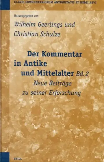 Cover of Der Kommentar in Antike und Mittelalter, Bd. 2