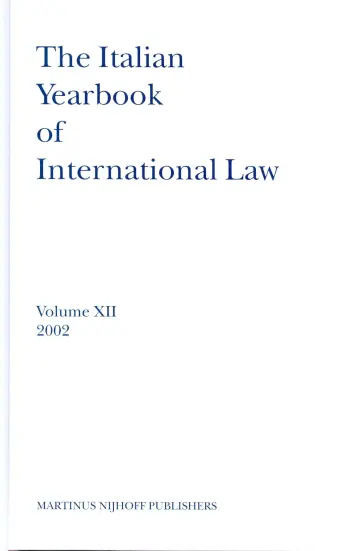 Cover of The Italian Yearbook of International Law