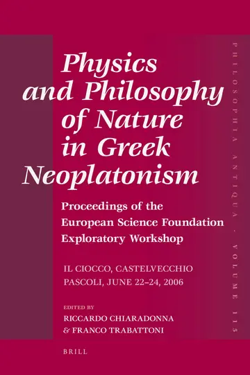Cover of Physics and Philosphy of Nature in Greek Neoplatonism