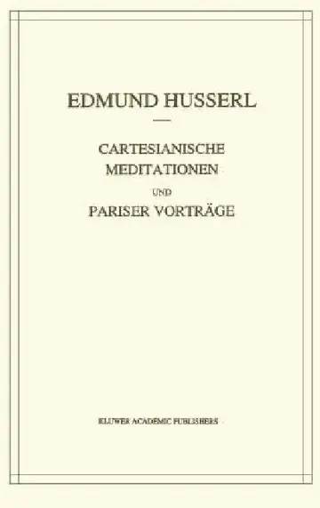 Cover of Cartesianische Meditationen Und Pariser Vortrage