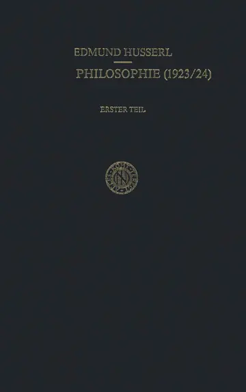 Cover of Erste Philosophie (1923/24) Erster Teil Kritische Ideengeschichte